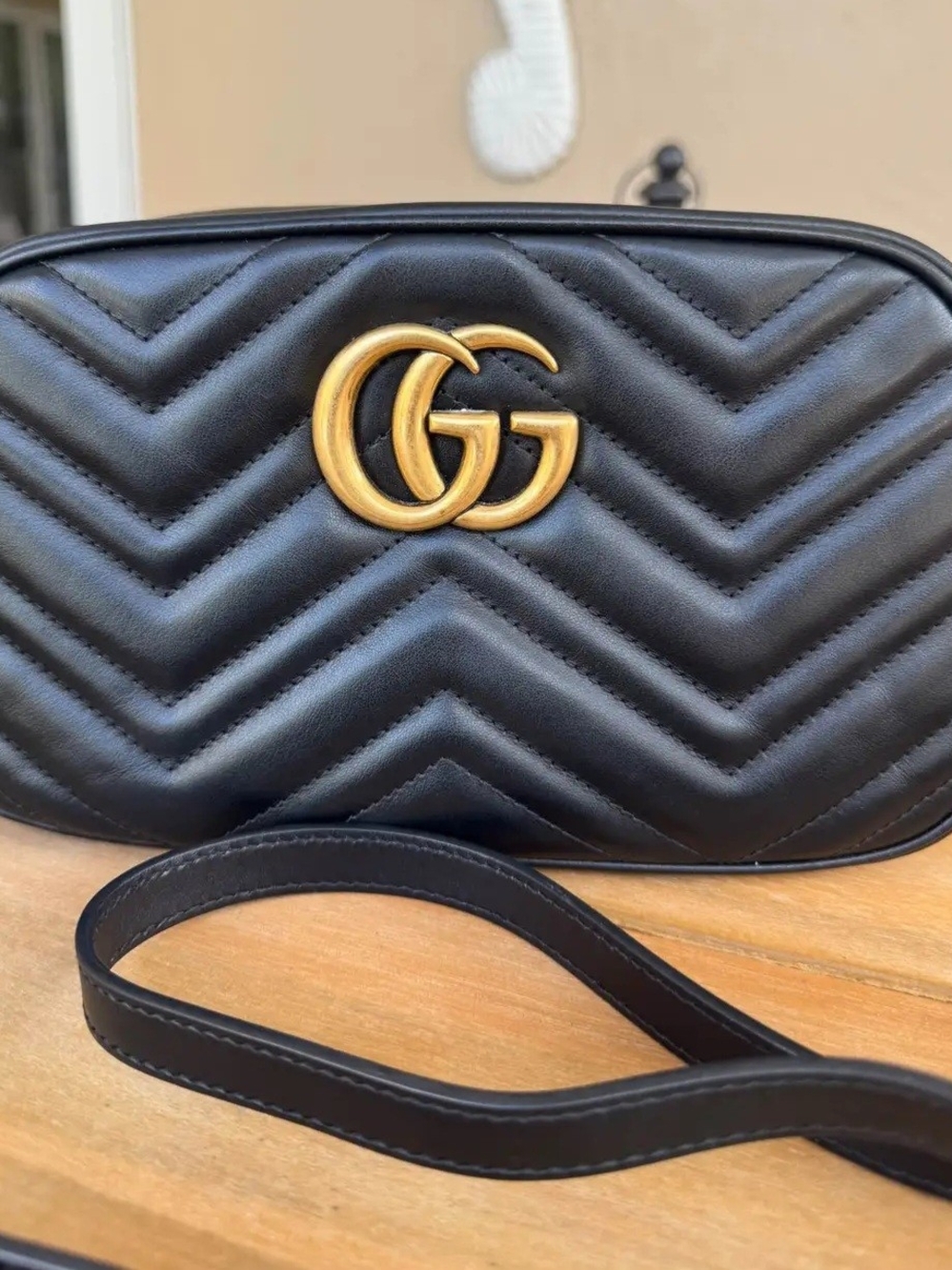 Only Used Once -Black Quilted Crossbody Bag with Gold Chain Strap - Classic - Picture 2 of 7